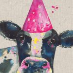 Cow In Party Hat Card