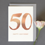 Gold 50th Birthday Card