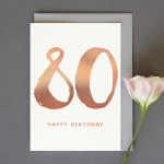 Gold 80th Birthday Card